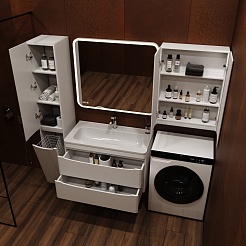 Style Line Тумба под раковину Бергамо Мини 90 Люкс антискрейтч Plus подвесная белая – фотография-4